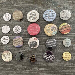 Vintage Funny Humorous Inspirational Quote Metal Pin Buttons Plastic Lot of 20